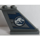 LEGO Dunkles Steingrau Schwanz 4 x 1 x 3 mit Jurassic Park Logo Aufkleber (2340)