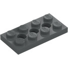 LEGO Mørk steingrå Technic Plate 2 x 4 med Hull (3709)