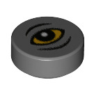 LEGO Dark Stone Gray Tile 1 x 1 Round with Yellow Eye (40521 / 98138)