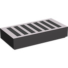 LEGO Dark Stone Gray Tile 1 x 2 with Black Grille with Groove (3069)