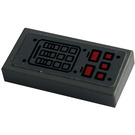 LEGO Dunkles Steingrau Fliese 1 x 2 mit Control Panel, Keypad, Buttons Aufkleber mit Nut (3069)