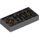 LEGO Grigio pietra scuro Piastrella 1 x 2 con Elder Futhark Runes con scanalatura (3069 / 60133)