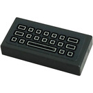LEGO Dark Stone Gray Tile 1 x 2 with Keyboard Sticker with Groove (3069)