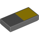 LEGO Dark Stone Gray Tile 1 x 2 with Large Yellow Square with Groove (3069 / 72336)