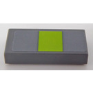 LEGO Dark Stone Gray Tile 1 x 2 with Lime Central Rectangle Sticker with Groove (3069)