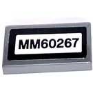 LEGO Dark Stone Gray Tile 1 x 2 with MM60267 License Plate Sticker with Groove (3069)