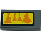 LEGO Dark Stone Gray Tile 1 x 2 with Orange SW AT-AT Legs Sticker with Groove (3069)
