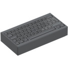 LEGO Donker steengrijs Tegel 1 x 2 met PC Keyboard Patroon met groef (46339 / 50311)