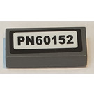 LEGO Dark Stone Gray Tile 1 x 2 with 'PN60152' License Plate Sticker with Groove (3069)