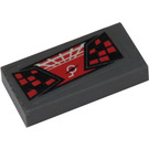 LEGO Dark Stone Gray Tile 1 x 2 with Red Head-Up Display (HUD) and Red and Black Lights Sticker with Groove (3069)