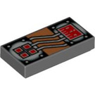 LEGO Dark Stone Gray Tile 1 x 2 with Stingray Control Panel with Groove (3069 / 82968)