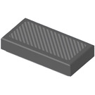 LEGO Dark Stone Gray Tile 1 x 2 with Thin Light Grey Stripes Sticker with Groove (3069)