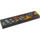 LEGO Dark Stone Gray Tile 1 x 4 with Checkered and Yellow pattern Right Sticker (2431)