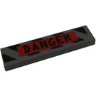 LEGO Dark Stone Gray Tile 1 x 4 with 'Danger' Sticker (2431)