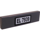 LEGO Dark Stone Gray Tile 1 x 4 with EL 7939 License Plate Sticker (2431)