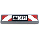 LEGO Dark Stone Gray Tile 1 x 4 with JM 3179 Sticker (2431 / 91143)