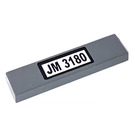 LEGO Dark Stone Gray Tile 1 x 4 with 'JM 3180' Sticker (2431)
