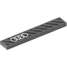 LEGO Gris pierre foncé Tuile 1 x 6 avec Audi logo et Noir Rayures (Droite) Autocollant (6636)