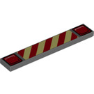 LEGO Donker steengrijs Tegel 1 x 6 met Achterkant Lights en Diagonal Rood & Geel Strepen (6636 / 73901)