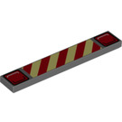 LEGO Dark Stone Gray Tile 1 x 6 with Rear Lights and Diagonal Red & Yellow Stripes (6636 / 73901)