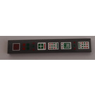 LEGO Dark Stone Gray Tile 1 x 6 with Red and Green Buttons Control Panel Sticker (6636)
