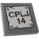 LEGO Dark Stone Gray Tile 2 x 2 Inverted with 'CPLJ 14' Sticker (11203)