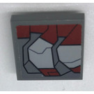 LEGO Gris pierre foncé Tuile 2 x 2 Inversé avec Dark rouge et Medium Stone Grey Rayures Autocollant (11203)
