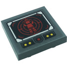 LEGO Dark Stone Gray Tile 2 x 2 Inverted with Dots, Radar Screen and Minifigure Sticker (11203)