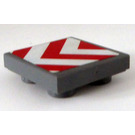 LEGO Dark Stone Gray Tile 2 x 2 Inverted with White and Red Chevron Stripes Sticker (11203)