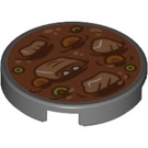 LEGO Dark Stone Gray Tile 2 x 2 Round with Chinese New Year's Soup with Bottom Stud Holder (14769 / 49925)