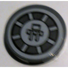 LEGO Dark Stone Gray Tile 2 x 2 Round with SW radial machinery Sticker with Bottom Stud Holder (14769)