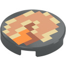 LEGO Dark Stone Gray Tile 2 x 2 Round with Tan Minecraft Pixels with Bottom Stud Holder (14769 / 103724)