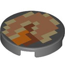 LEGO Dark Stone Gray Tile 2 x 2 Round with Tan Minecraft Pixels with Bottom Stud Holder (14769 / 103724)