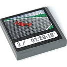 LEGO Dark Stone Gray Tile 2 x 2 with '2/ 01:29:19', Racer Car Sticker with Groove (3068)