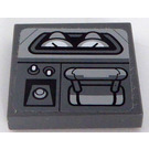 LEGO Dark Stone Gray Tile 2 x 2 with 2 Gauges, Thrust Lever and Switches Sticker with Groove (3068)