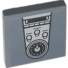 LEGO Dark Stone Gray Tile 2 x 2 with Car Radio Switches Sticker with Groove (3068)
