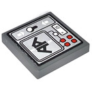 LEGO Dark Stone Gray Tile 2 x 2 with Control Panel 70725 Sticker with Groove (3068)