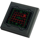 LEGO Dark Stone Gray Tile 2 x 2 with Display Screen, Grid, Head-Up Display (HUD) Sticker with Groove (3068)