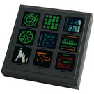 LEGO Gris pierre foncé Tuile 2 x 2 avec Display Screens, Charts, Graphs, Radar, Grids Autocollant avec rainure (3068)