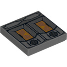 LEGO Dark Stone Gray Tile 2 x 2 with Droid T7-O1 Panel with Groove (3068 / 10548)