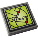 LEGO Dark Stone Gray Tile 2 x 2 with GPS Map Sticker with Groove (3068)