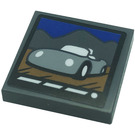 LEGO Dark Stone Gray Tile 2 x 2 with Gray Car Sticker with Groove (3068)