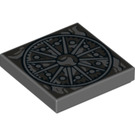 LEGO Dark Stone Gray Tile 2 x 2 with Gray Circle with Groove (3068 / 35140)