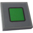 LEGO Dark Stone Gray Tile 2 x 2 with Green Square Sticker with Groove (3068)