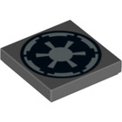 LEGO Dark Stone Gray Tile 2 x 2 with Imperial Insignia with Groove (3068 / 74979)