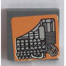 LEGO Donker Steengrijs Tegel 2 x 2 met Landspeeder Circuitry Sticker met groef (3068)
