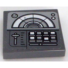LEGO Dark Stone Gray Tile 2 x 2 with Radar, Slider and 8 Buttons Sticker with Groove (3068)