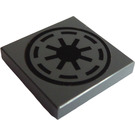 LEGO Dark Stone Gray Tile 2 x 2 with Star Wars Republic Logo Sticker with Groove (3068)