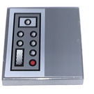LEGO Dark Stone Gray Tile 2 x 2 with Starfighter Buttons and Indicators (Model Left) Sticker with Groove (3068)