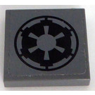 LEGO Gris pierre foncé Tuile 2 x 2 avec SW Imperial logo Autocollant avec rainure (3068)